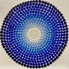 Painting White Hole 2 by Liora Textured Blue White Large Abstract Canvas Modern