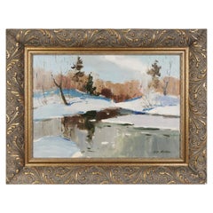 Dipinto "Paesaggio invernale", Lettonia (URSS) di Kokle Leo, metà del XX secolo