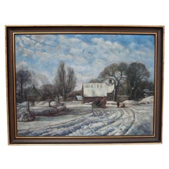 Painting "Winter landscape", Scandinavia, 1940s.