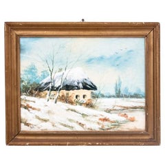 Painting "Winter landscape". Scandinavia, early XX century