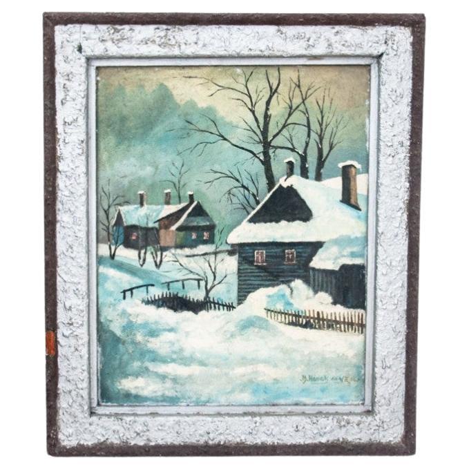 Gemälde „Winter“, M. Hank, 1966. im Angebot