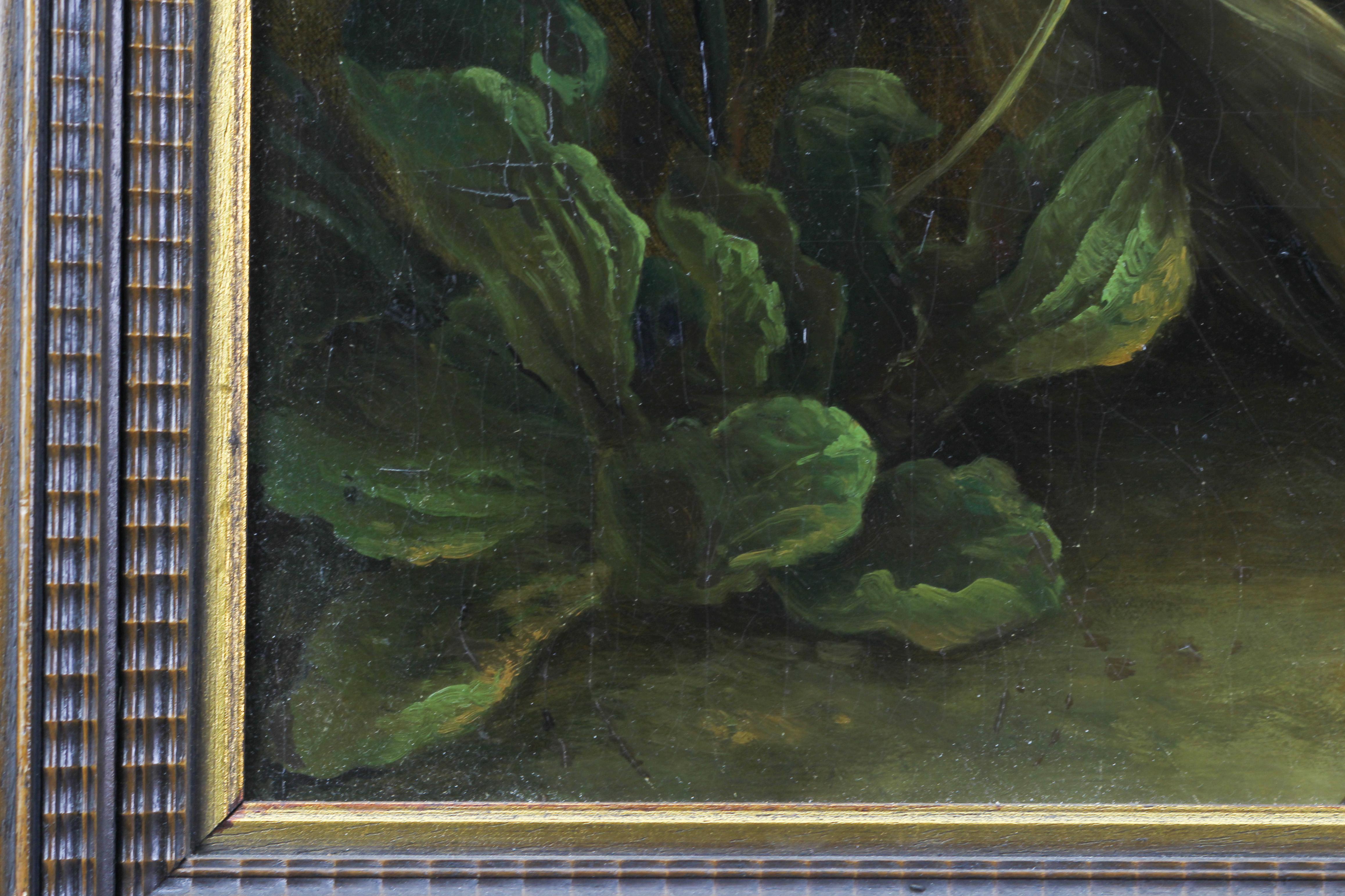 Peinture représentant un canard et des plantes, huile sur contreplaqué en vente 3