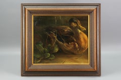 Baroque Style Oil Painting of Duck and Plants, Plywood Panel, 20th Century