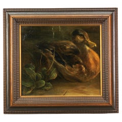 Painting with Duck and Plants, Oil on Plywood