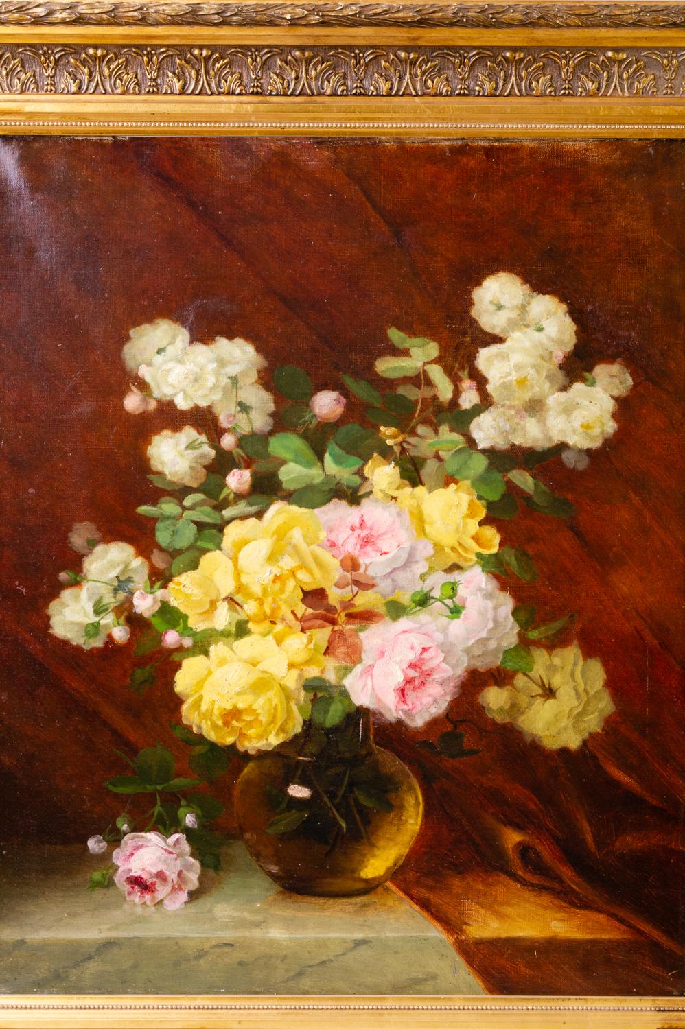 Aesthetic Movement Painting with Roses in the Vase For Sale