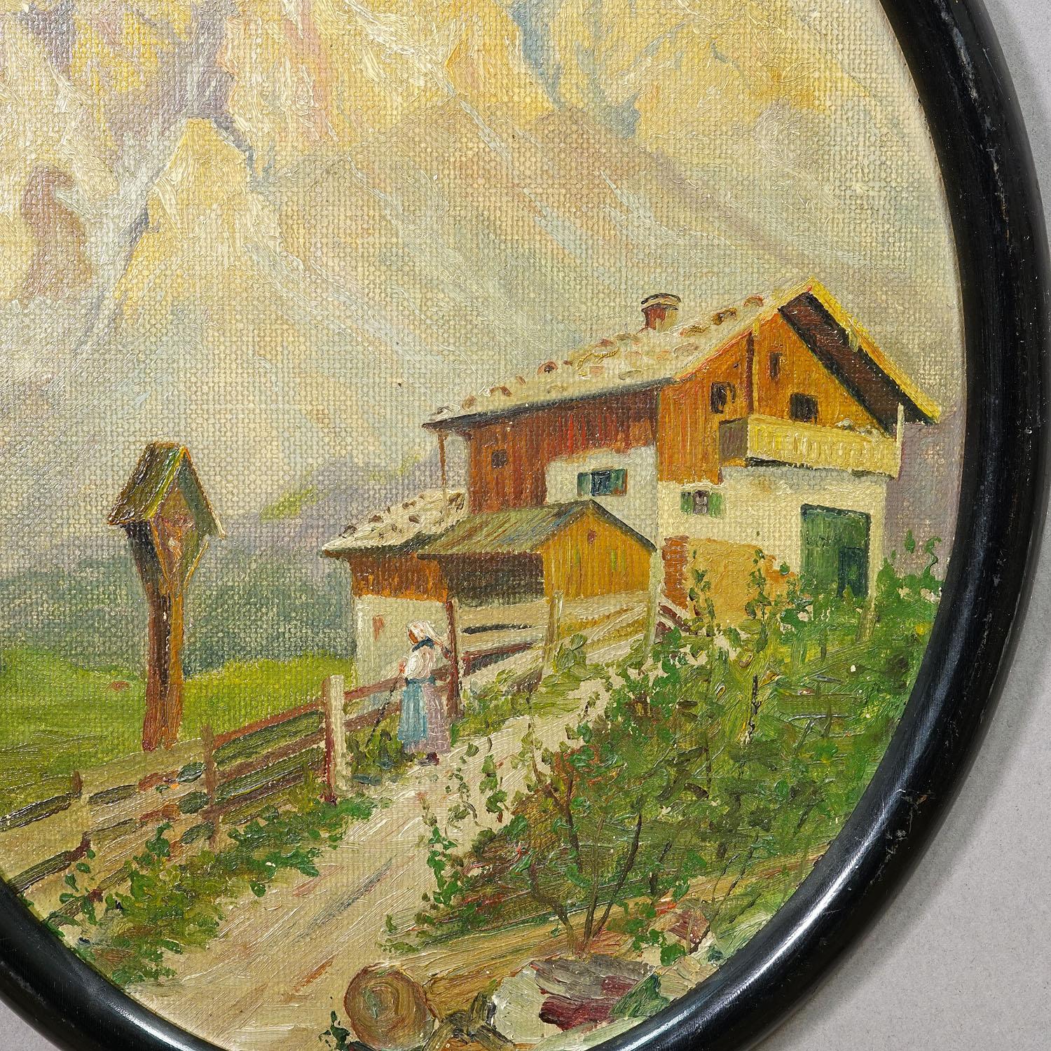 Gemälde mit sommerlicher Hochgebirgslandschaft ca. 1900s (Deutsch) im Angebot