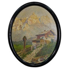 Painting with Summerly High Mountain Landscape ca. 1900s
