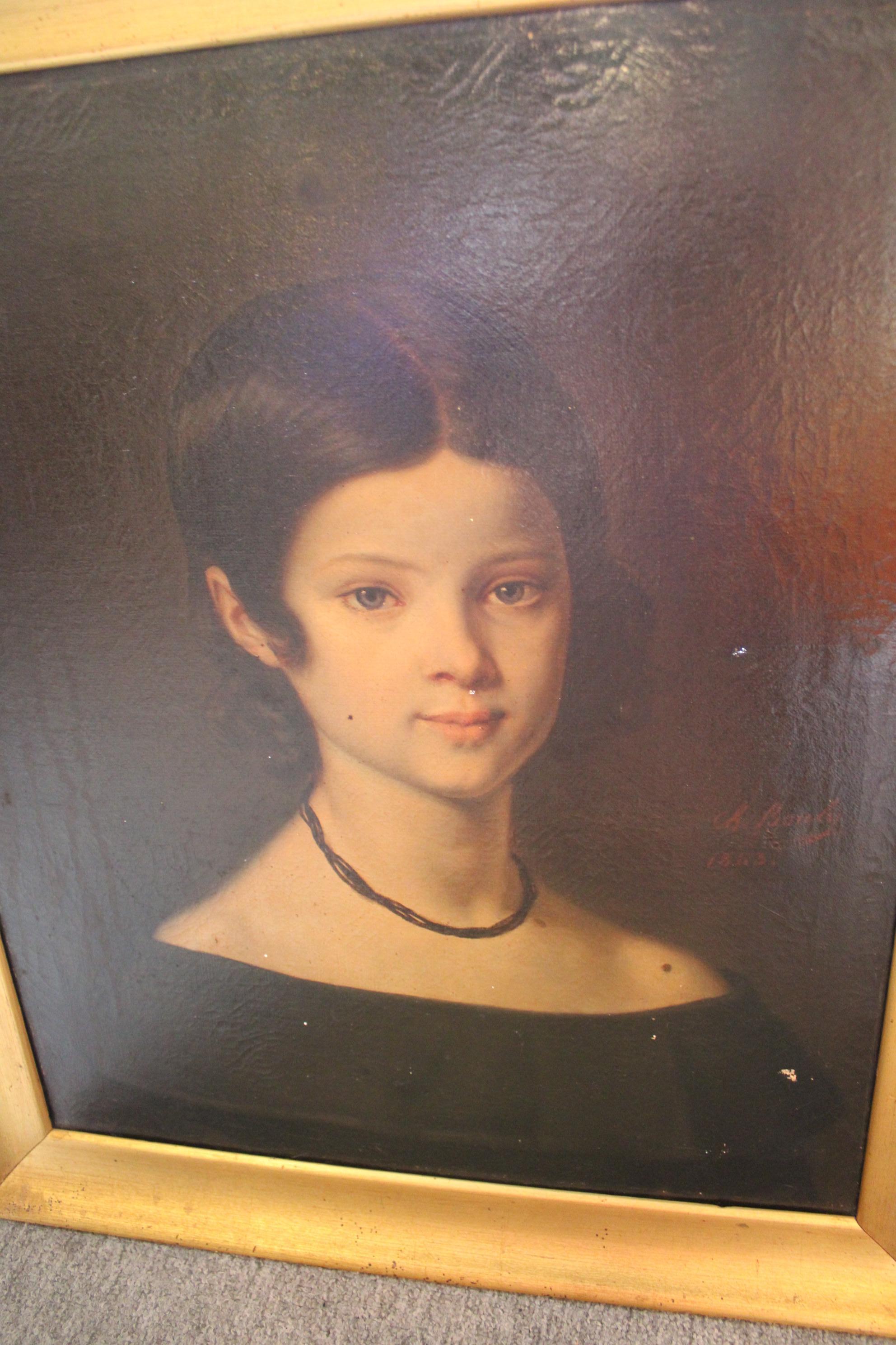 Painting woman portrait, 19th century For Sale 12