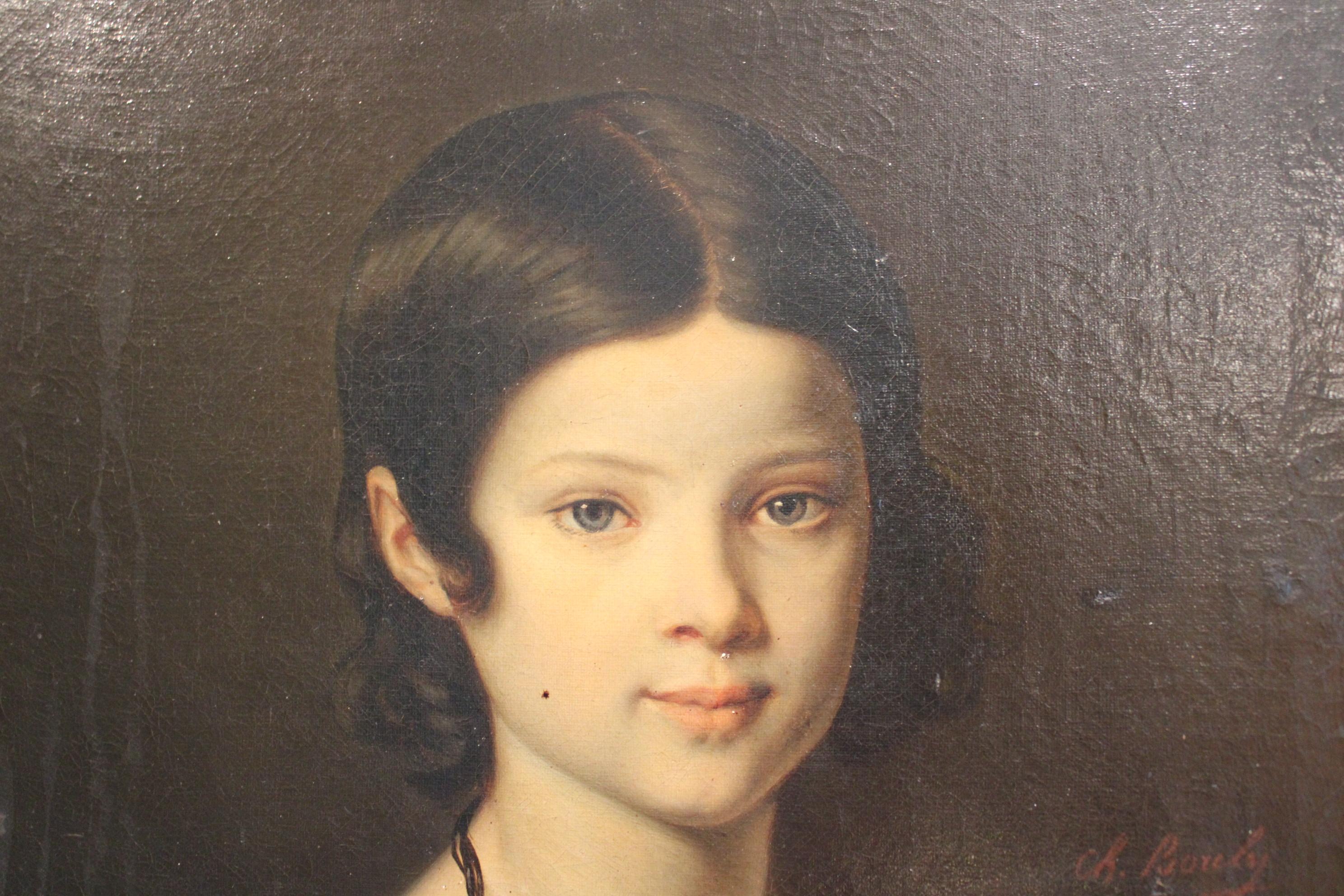 19th Century Painting woman portrait, 19th century For Sale