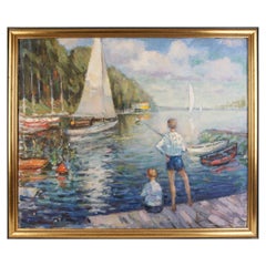 Tableau « Jeunes pêcheurs », Lettonie (URSS), années 1960