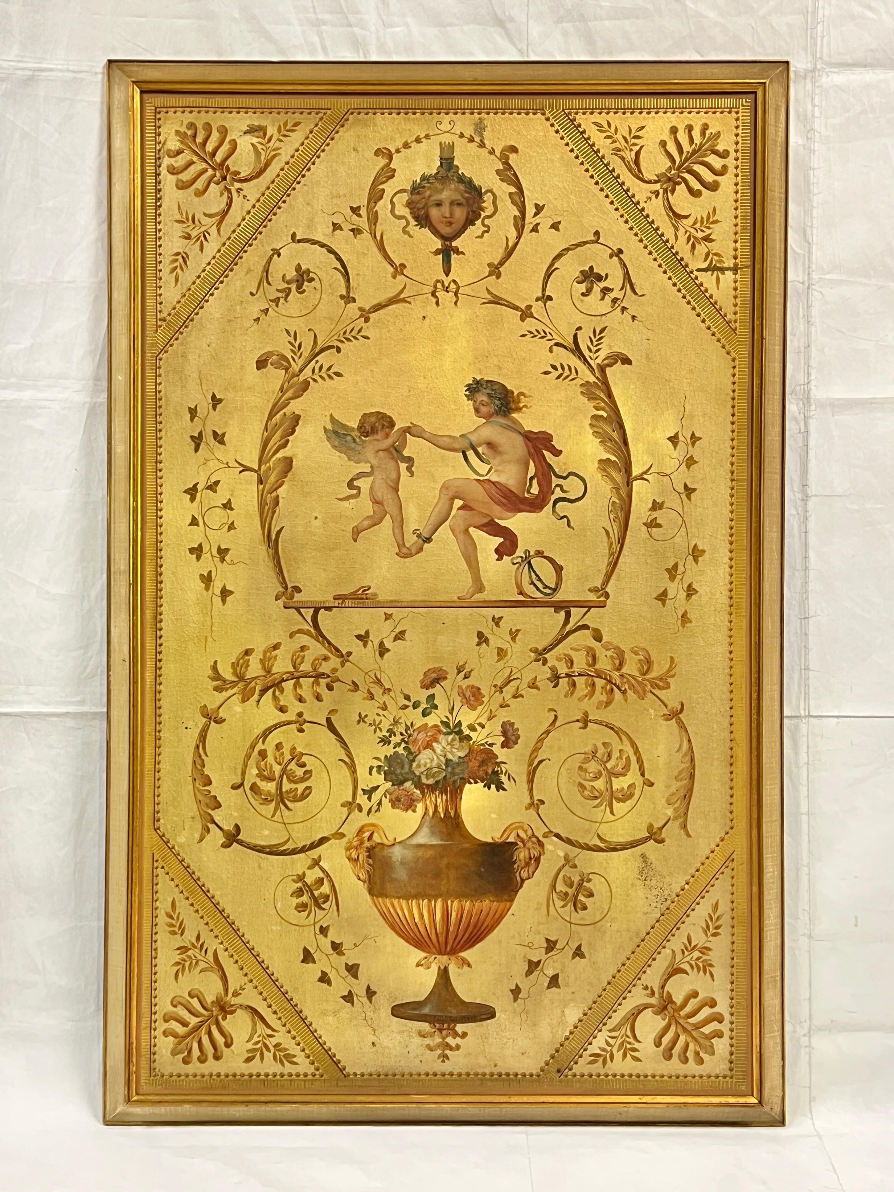 French Paintings After Louis XVI Wall Panels in Marie Antoinette Boudoir For Sale