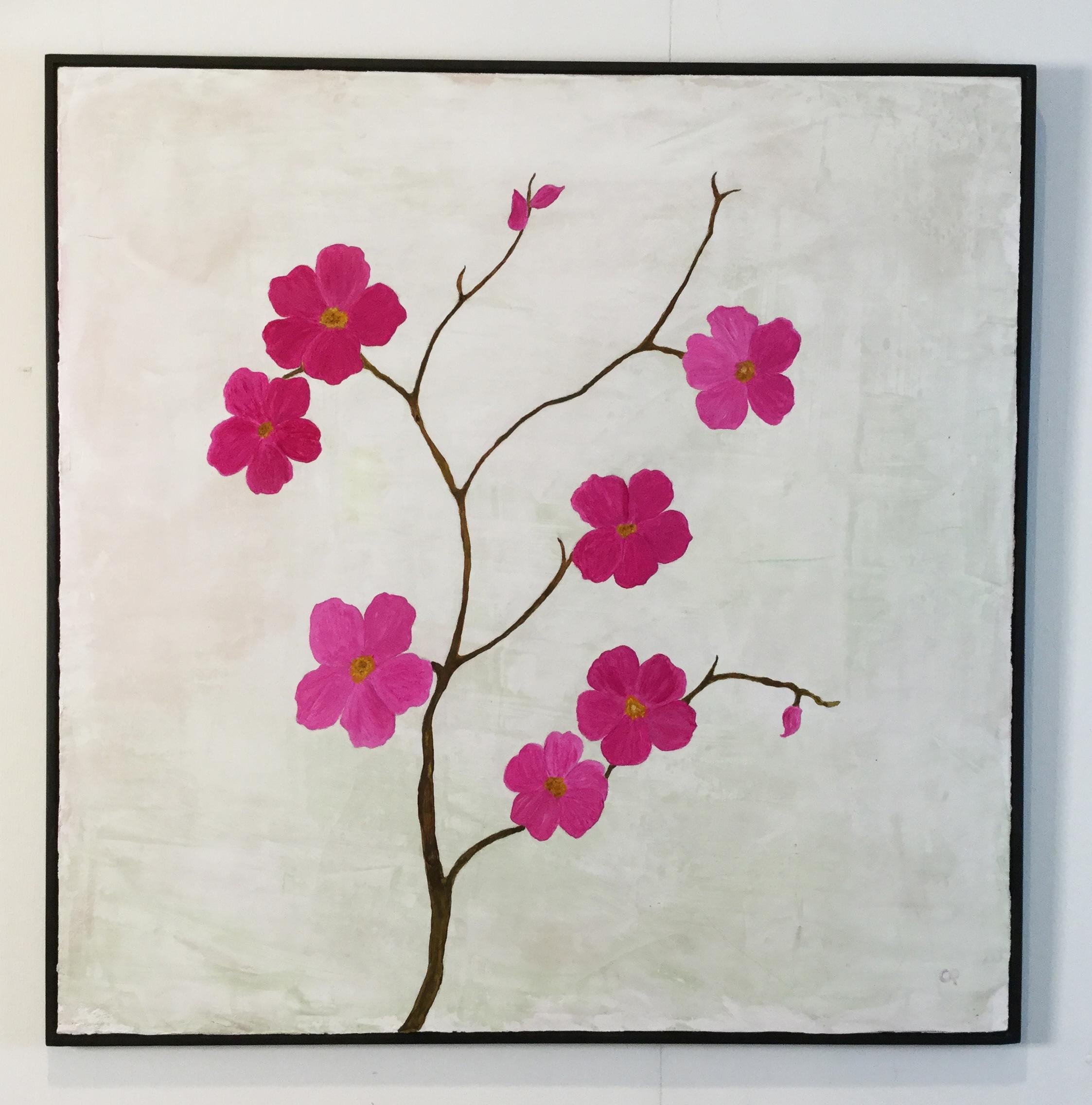 The beauty of the blossoms in the painting is enhanced by the layers of Venetian plaster and layers of acrylic paint. Each are 25
