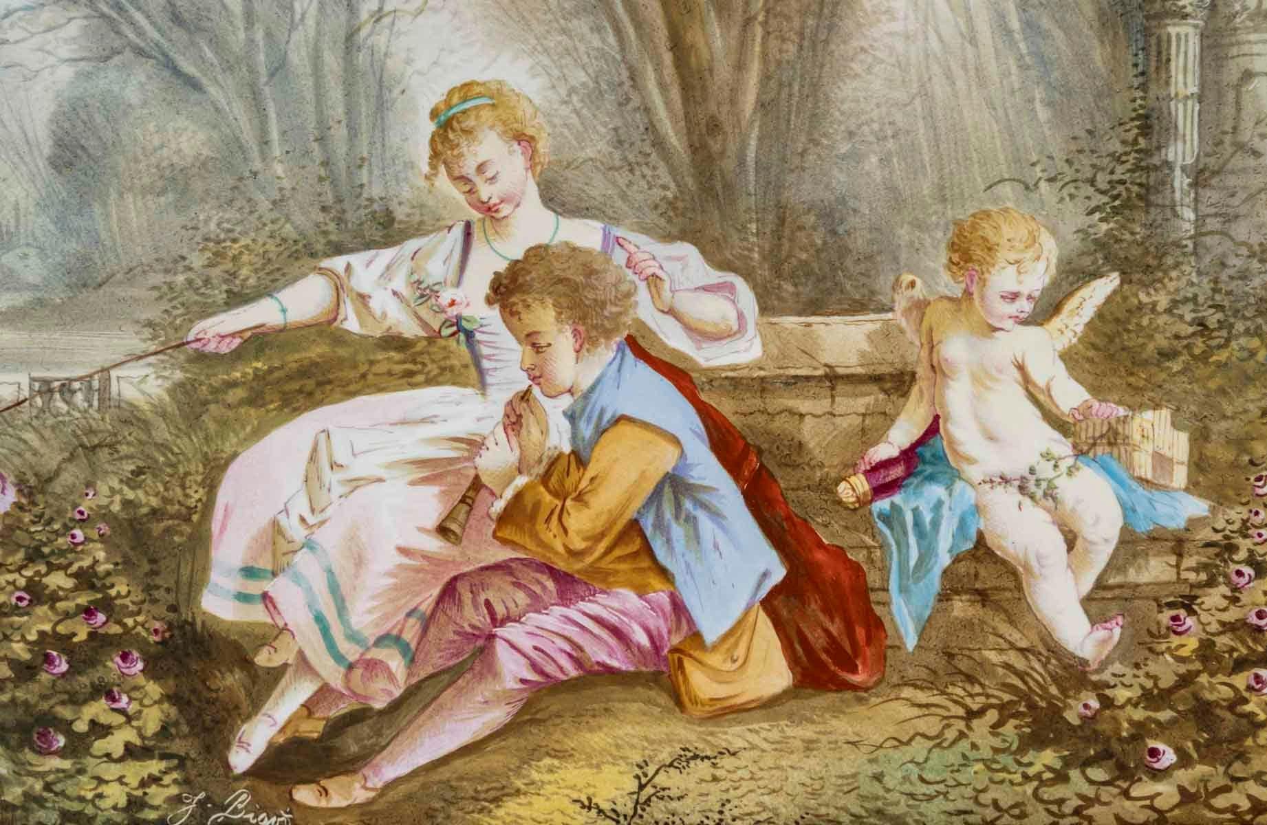 Français Peintures, Peinture sur porcelaine, 19ème siècle, Période Napoléon III. en vente