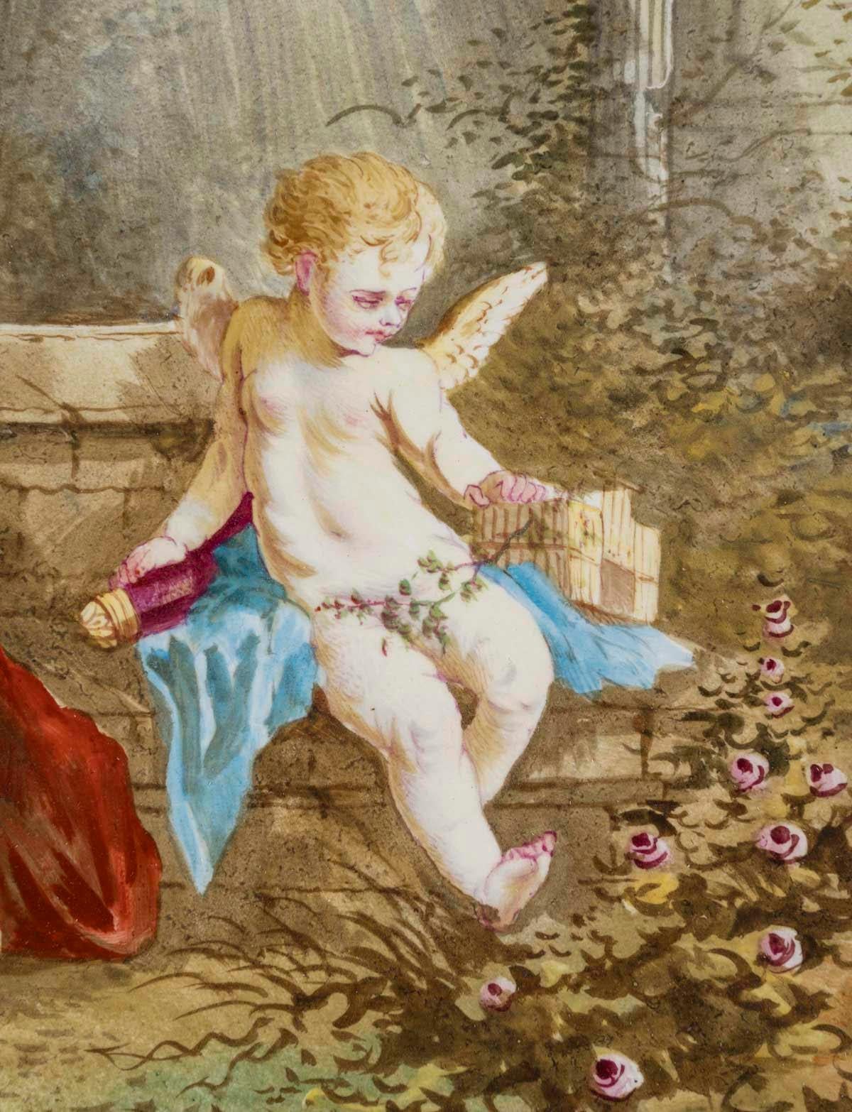 Peintures, Peinture sur porcelaine, 19ème siècle, Période Napoléon III. Bon état - En vente à Saint-Ouen, FR