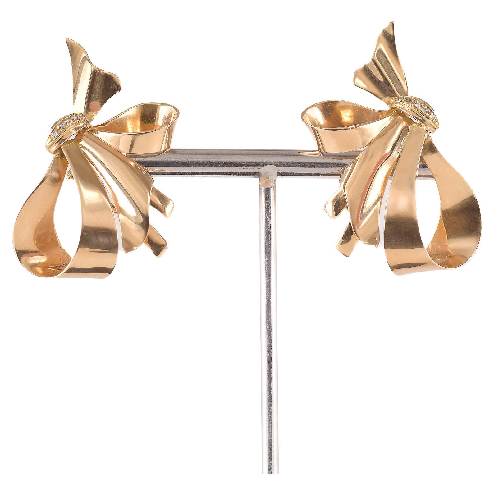 Paar Ohrstecker aus Roségold mit Diamanten