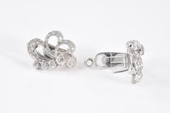 Pair of white gold diamond lobe earrings