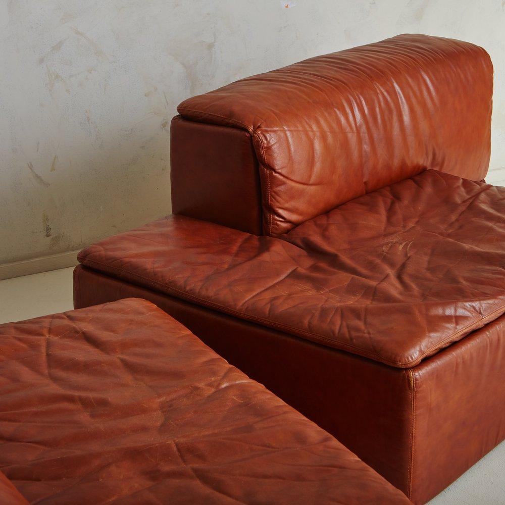 Paione Sofa in Cognac Leather by Claudio Salocchi for Sormani, Italy, 1968 4