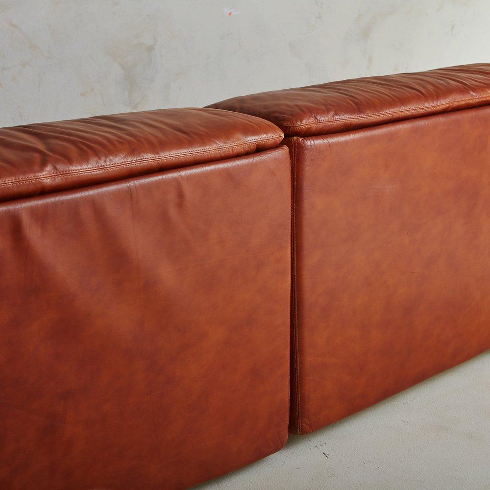 Paione Sofa in Cognac Leather by Claudio Salocchi for Sormani, Italy, 1968 7