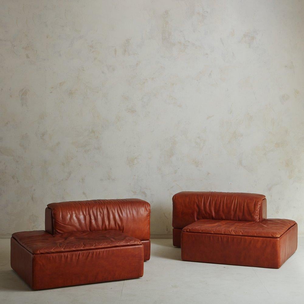 Italian Paione Sofa in Cognac Leather by Claudio Salocchi for Sormani, Italy, 1968
