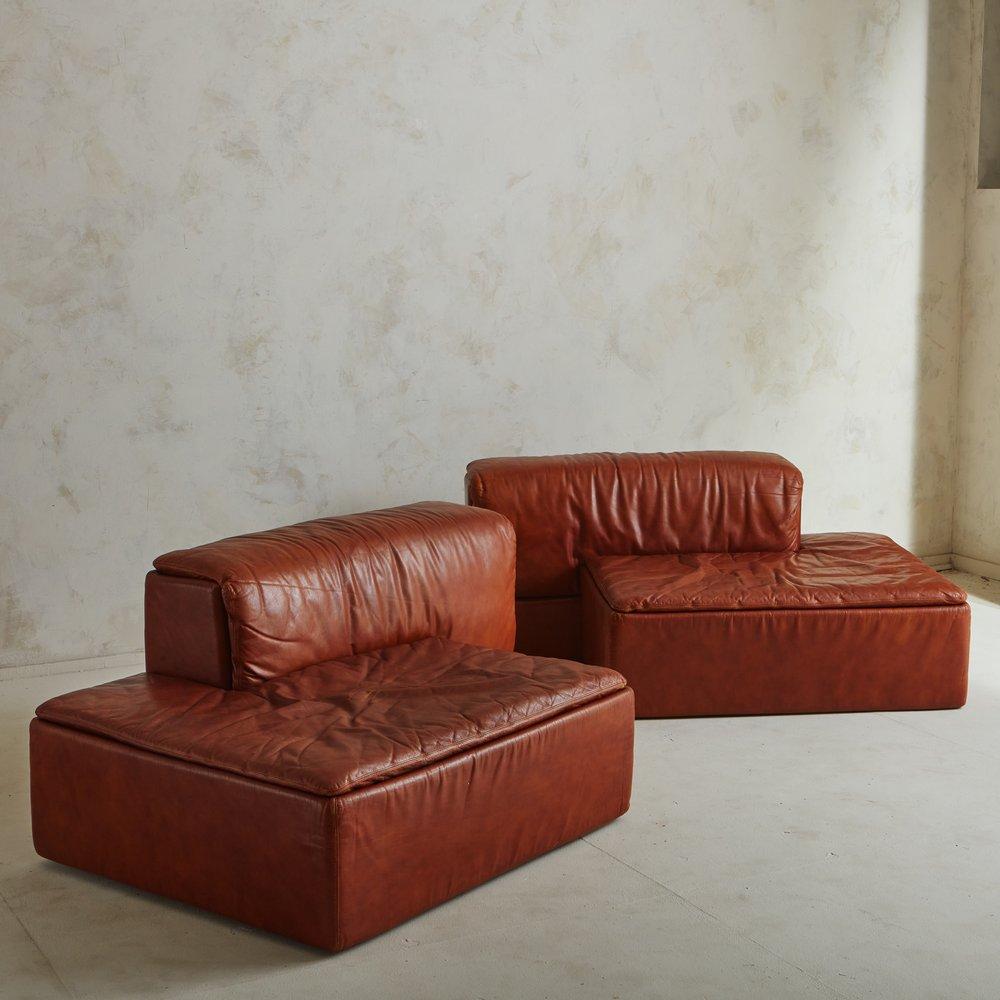 Paione Sofa in Cognac Leather by Claudio Salocchi for Sormani, Italy, 1968 In Good Condition In Chicago, IL