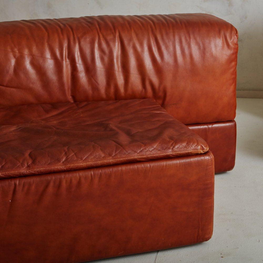 Paione Sofa in Cognac Leather by Claudio Salocchi for Sormani, Italy, 1968 2