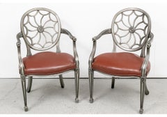 Pair 0f Hollywood Regency Style Spider Web Armchairs
