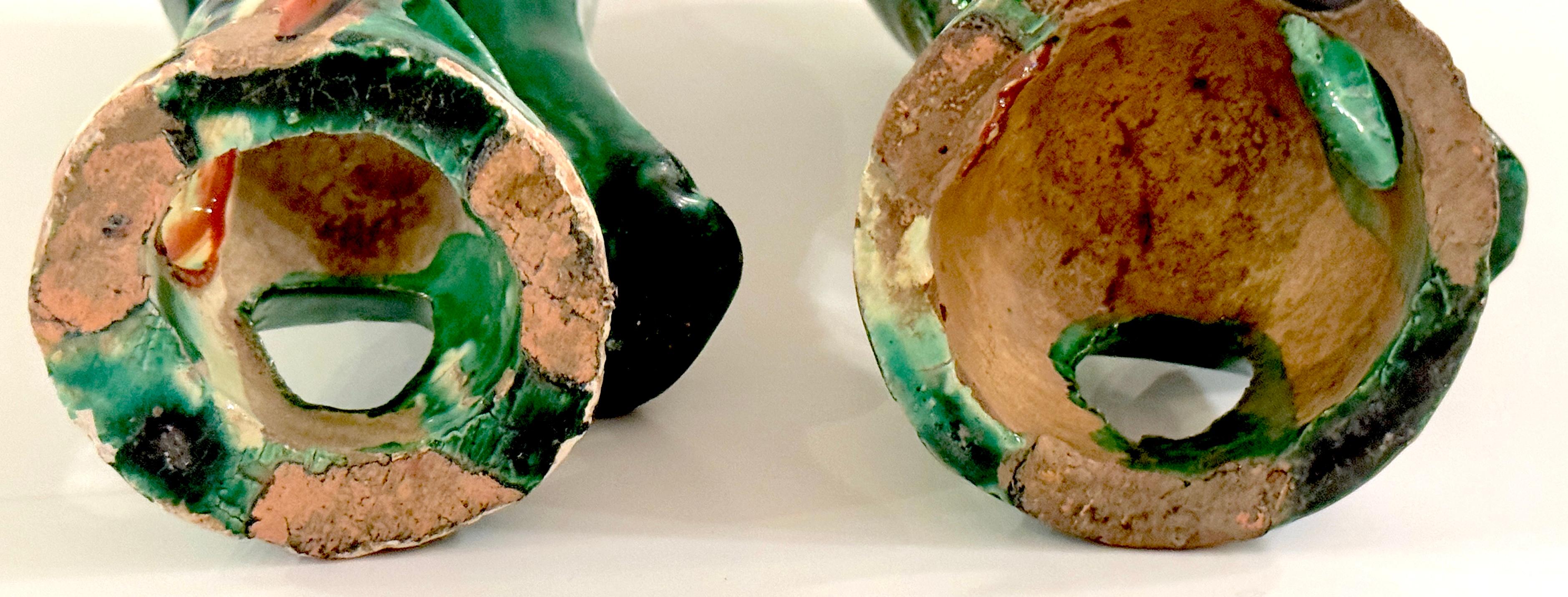Pair #1  Chinese Export Porcelain Green Sancai Glazed Parrots 3