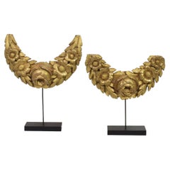 Pair 17/18th Century Italian Carved Giltwood Baroque Ornaments