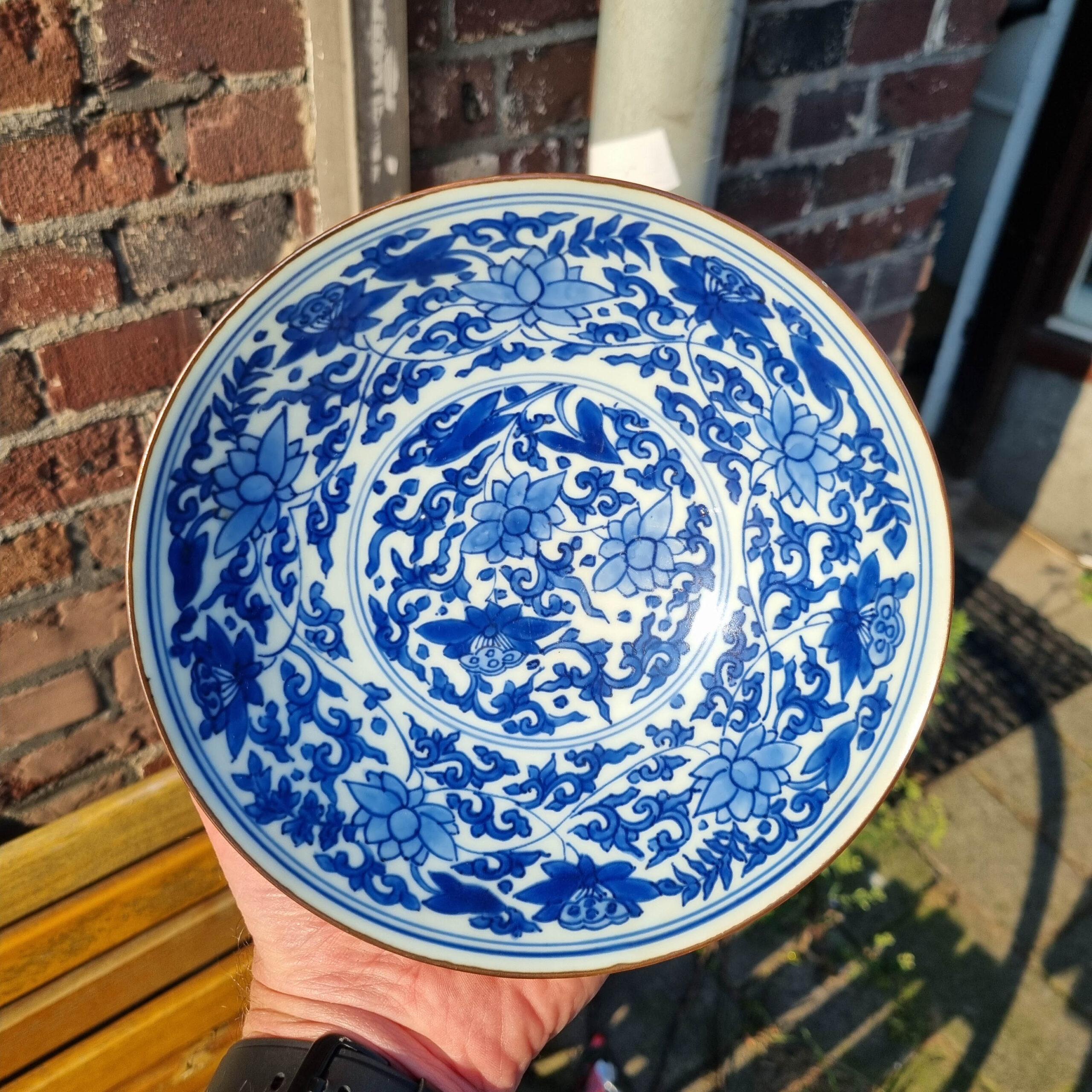 Pair 17c Antique Chinese Porcelain Blue and White Bowls Shunzhi Transitional 6