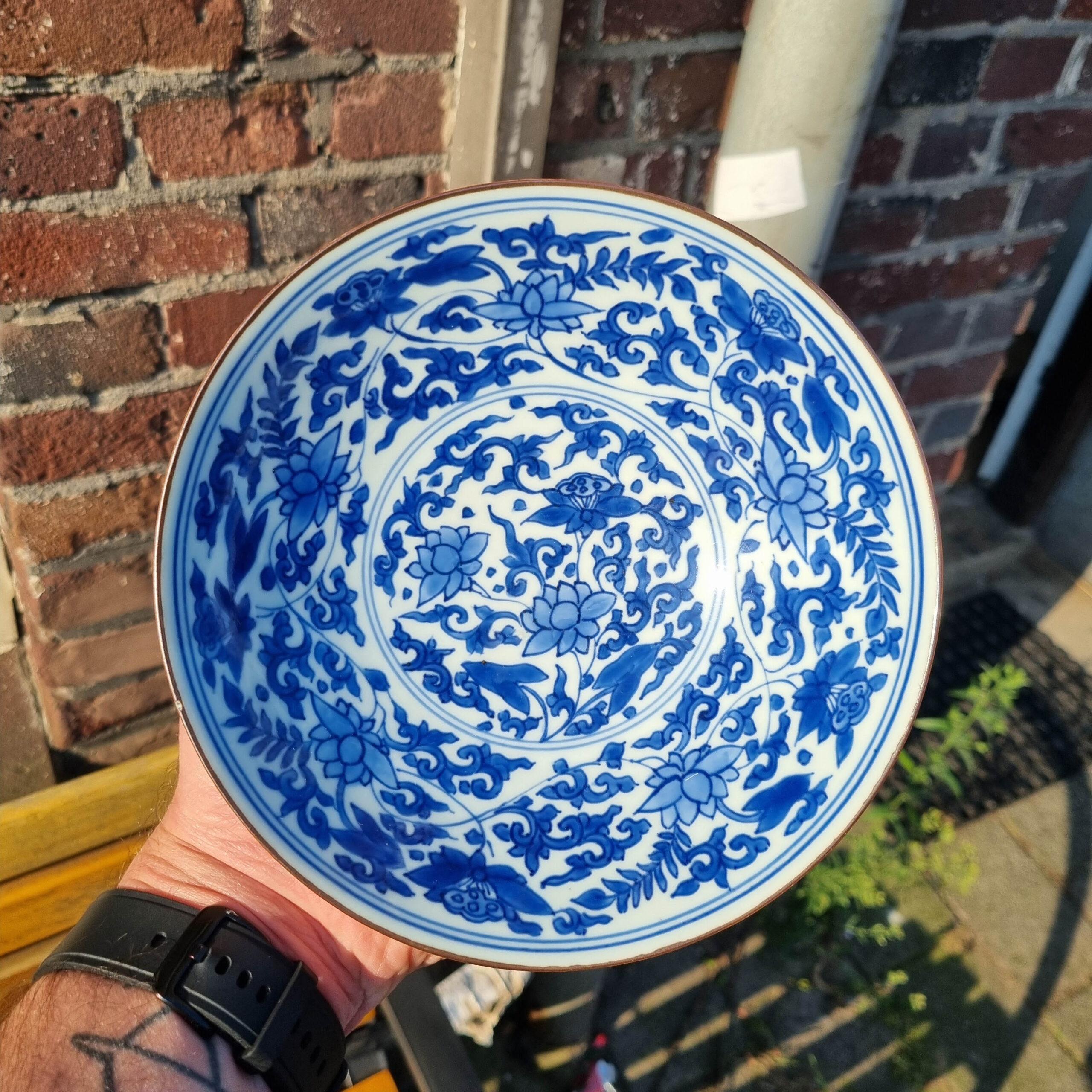Pair 17c Antique Chinese Porcelain Blue and White Bowls Shunzhi Transitional 9