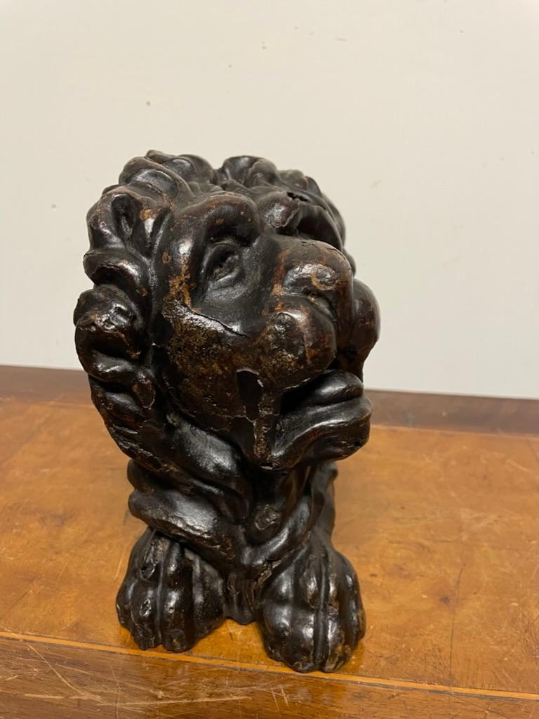 Pair 17th Century Dutch Baroque Carved Wood Lions For Sale at 1stDibs