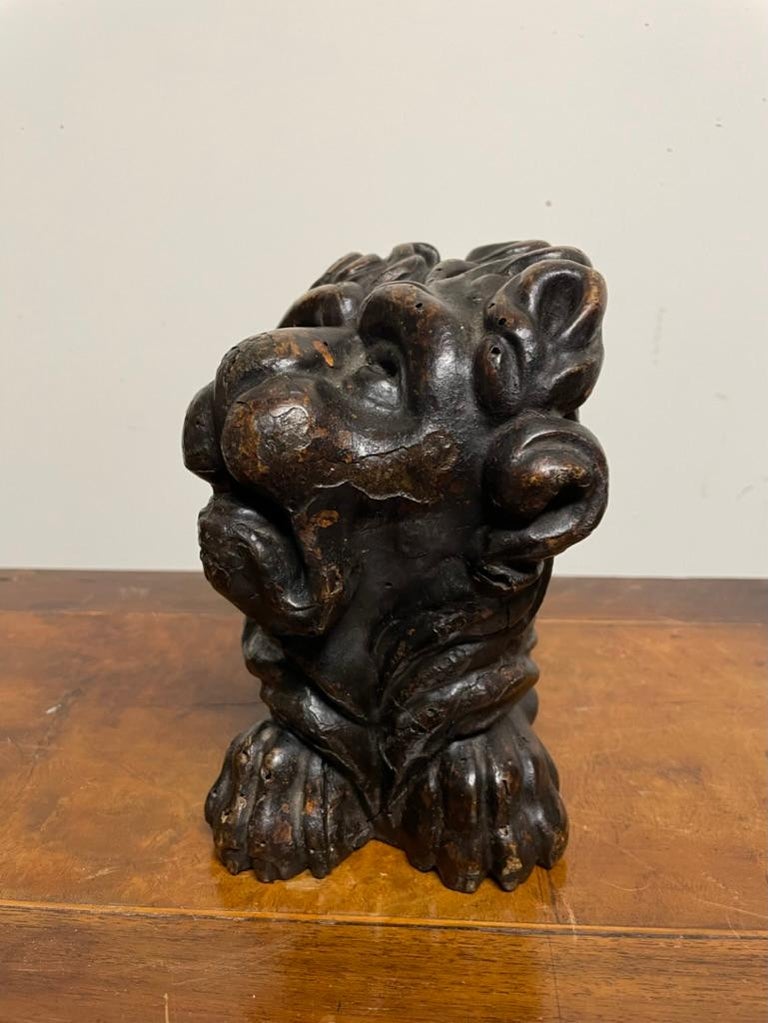 Pair 17th Century Dutch Baroque Carved Wood Lions For Sale at 1stDibs