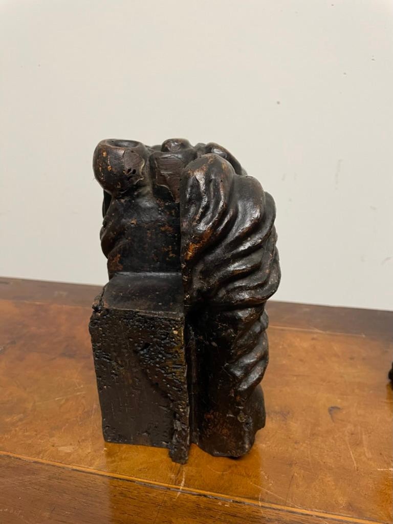 Pair 17th Century Dutch Baroque Carved Wood Lions For Sale at 1stDibs