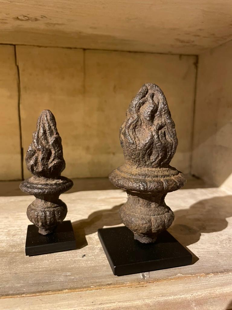 Pair 17th Century French Baroque Iron Flaming Urn Finials  For Sale 2