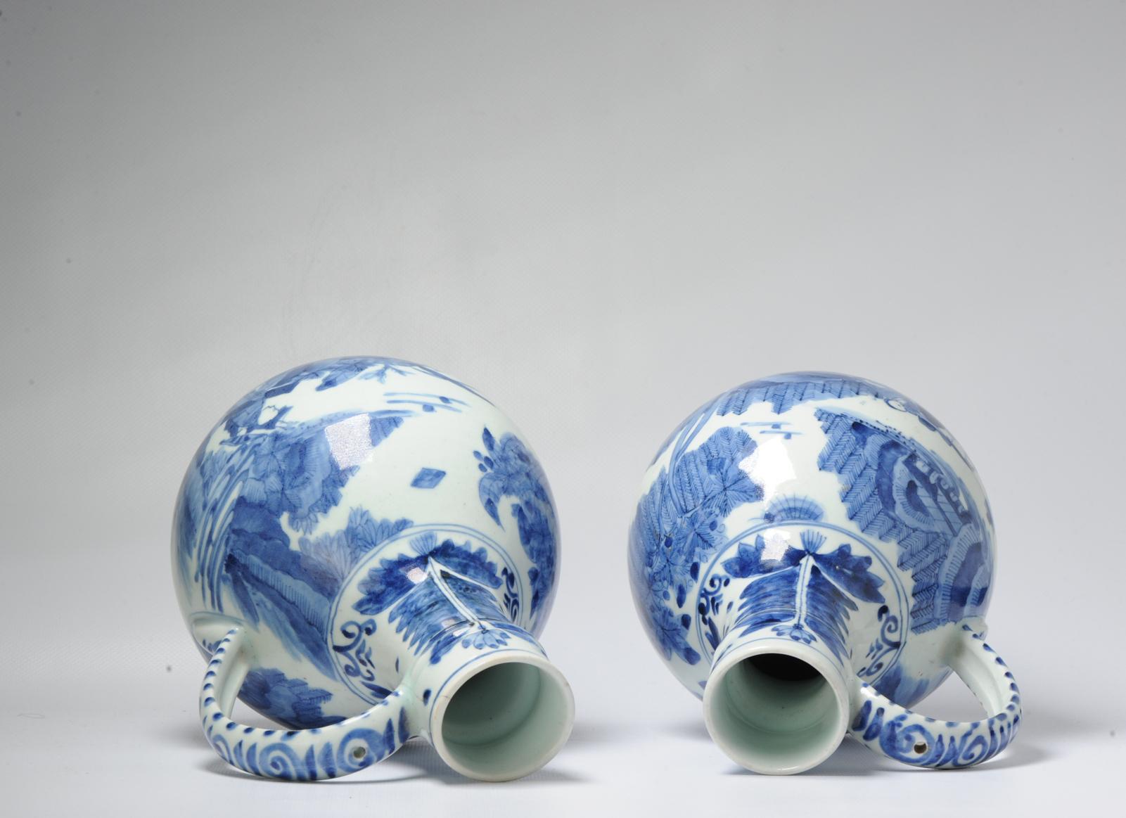 Pair 17th century Japanese Porcelain Figural Jugs Blue White Dish Antique For Sale 8