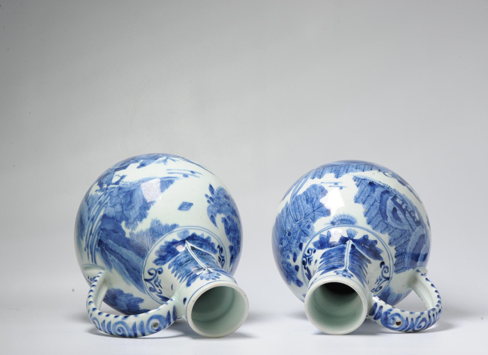 Pair 17th century Japanese Porcelain Figural Jugs Blue White Dish Antique For Sale 9