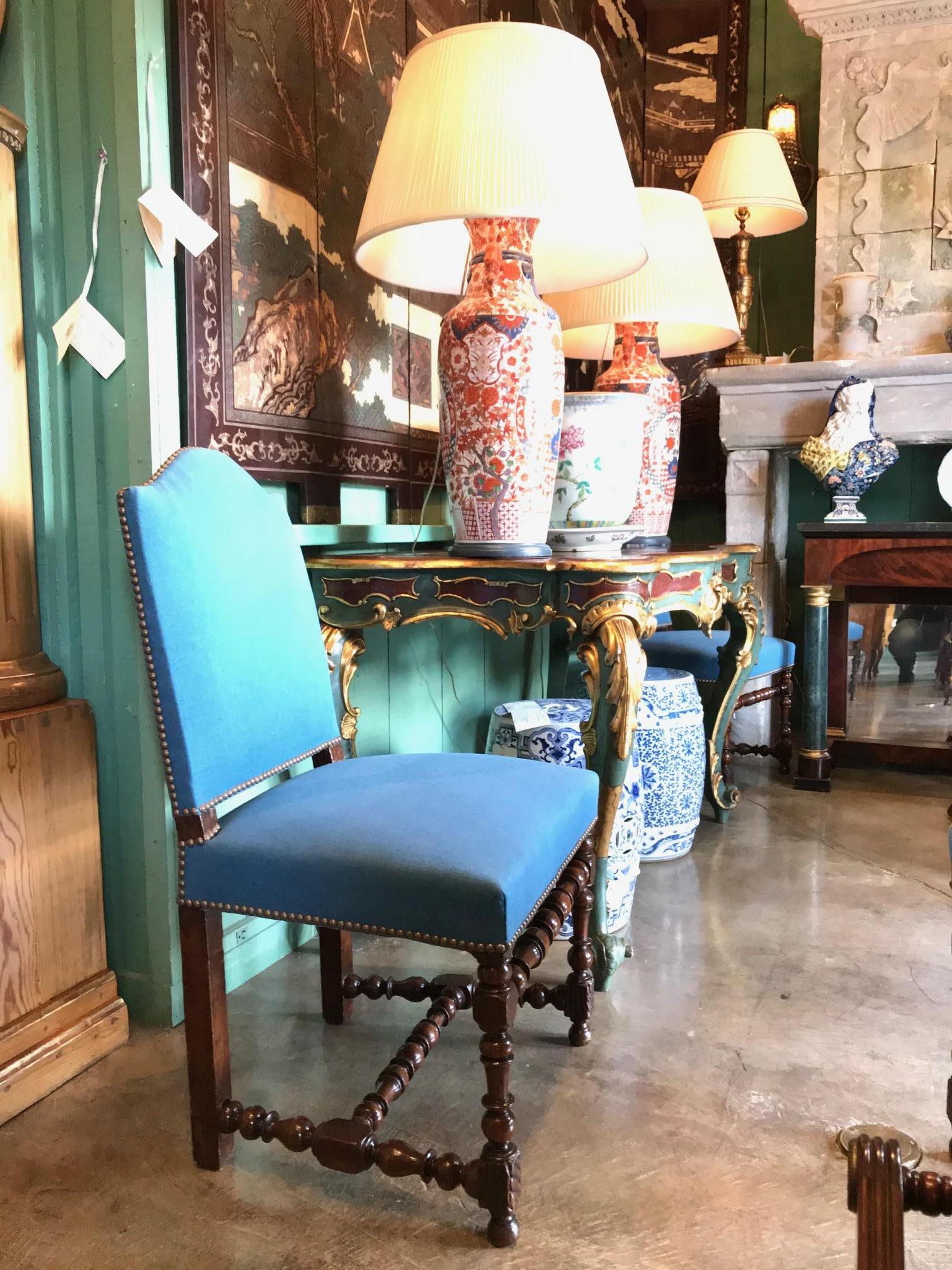 Pair 17th Century Louis XIII Period Dining Room Side Hallway Chairs Hand Carved For Sale 8