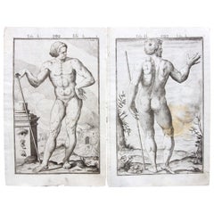 Antique Pair 17th Century Medical Anatomy Engravings by Francesco Valesio, 1627