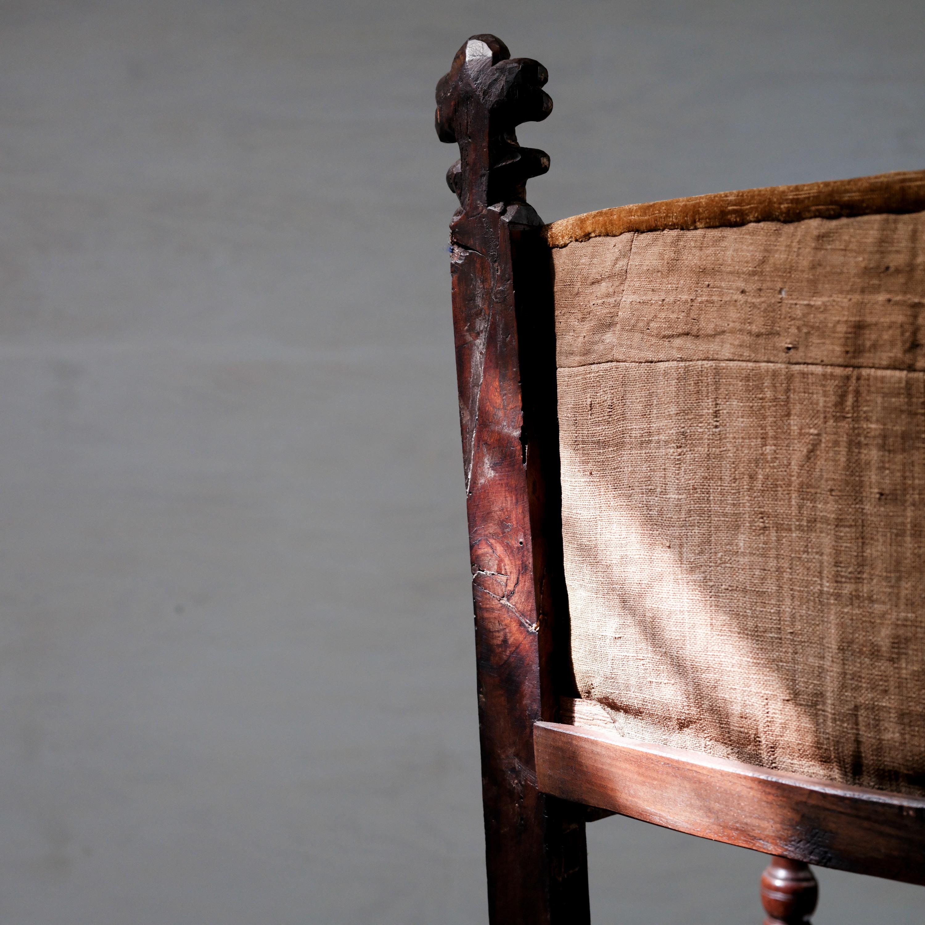 Pair, 17th Century Spanish Armchairs, Hardwood, Velvet, Gilding 6