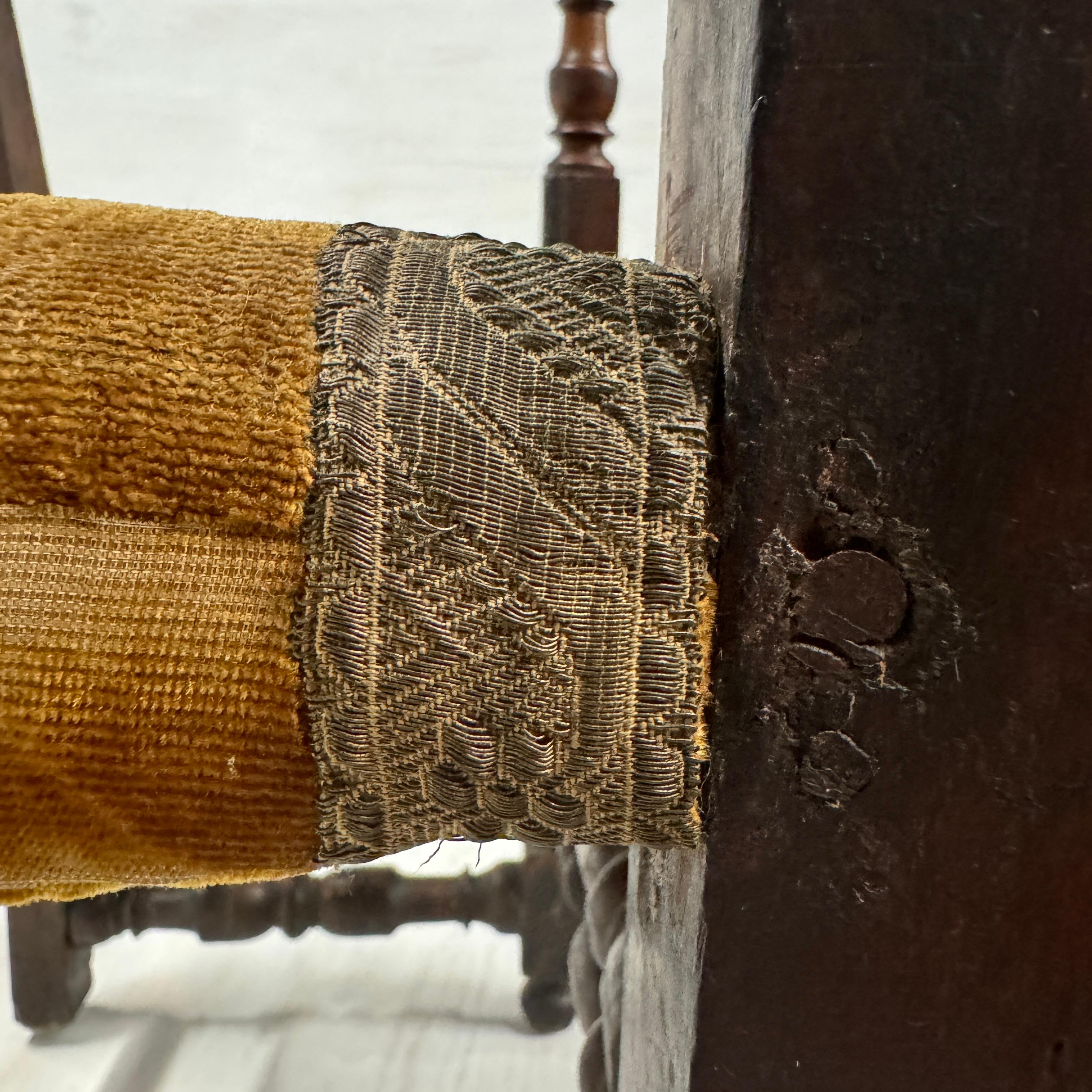 Pair, 17th Century Spanish Armchairs, Hardwood, Velvet, Gilding 9