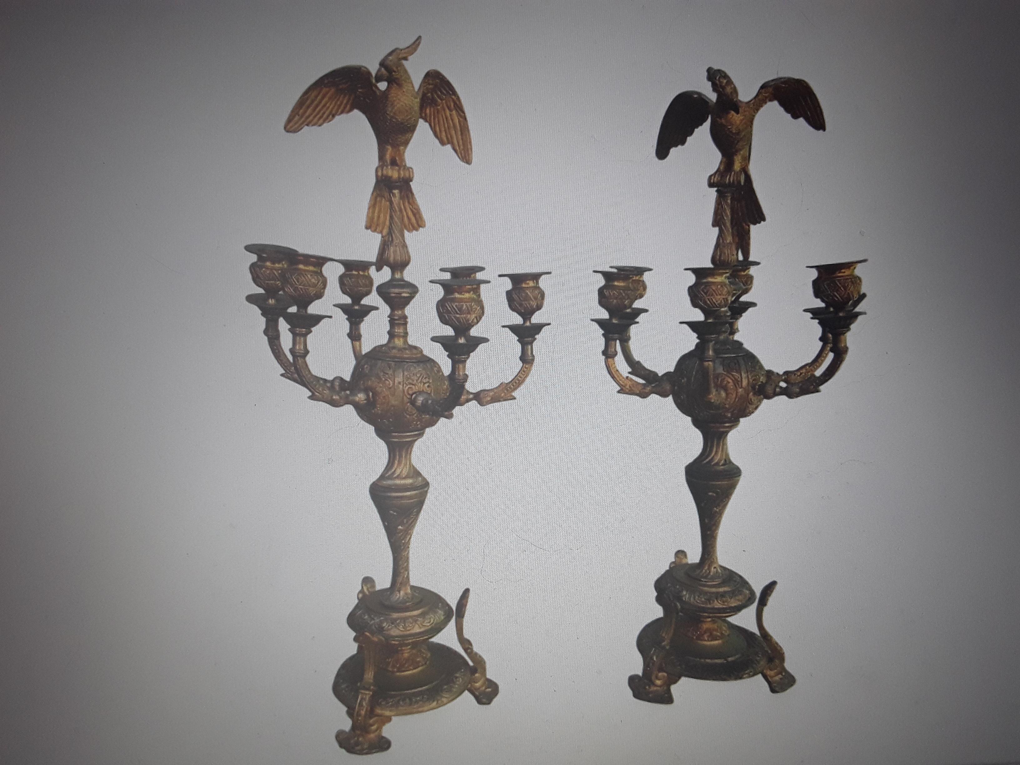 Pair 18/19thc XL French Gilt Bronze Opposing Face Parrot Candelabra C. Cressent? For Sale 12