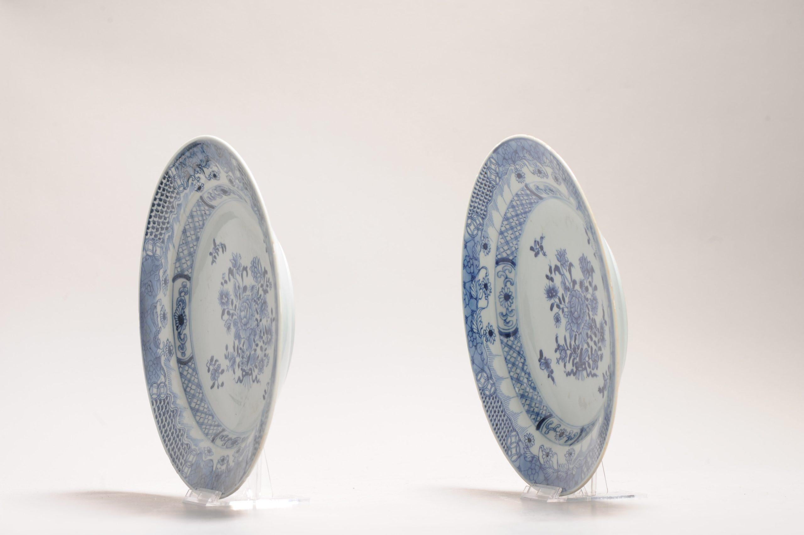 Pair 18C Antique Chinese Porcelain Kangxi/Yongzheng Blue White Flowers For Sale 1