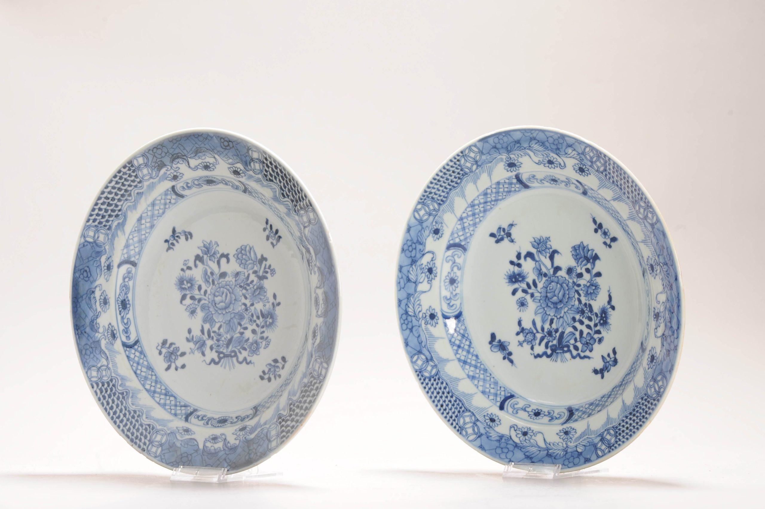 Pair 18C Antique Chinese Porcelain Kangxi/Yongzheng Blue White Flowers For Sale 3