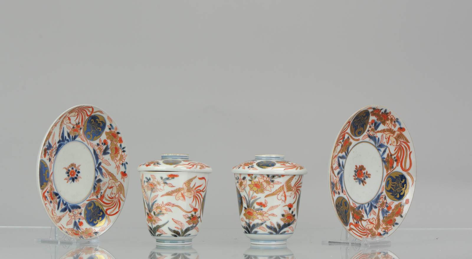 Paire de tasses ou gobelets à chocolat en porcelaine japonaise Période Imari Edo en vente 6