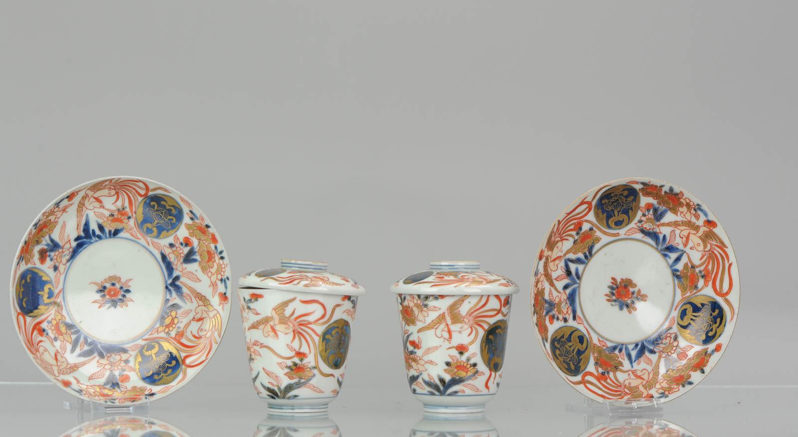 Pair of Japanese Porcelain Cup or Chocolate Beaker Saucer Imari Edo Period For Sale 9