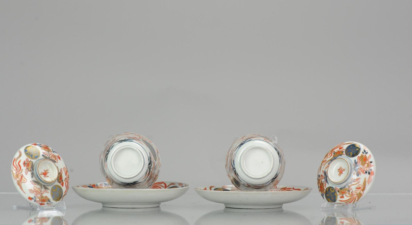 Pair of Japanese Porcelain Cup or Chocolate Beaker Saucer Imari Edo Period For Sale 11