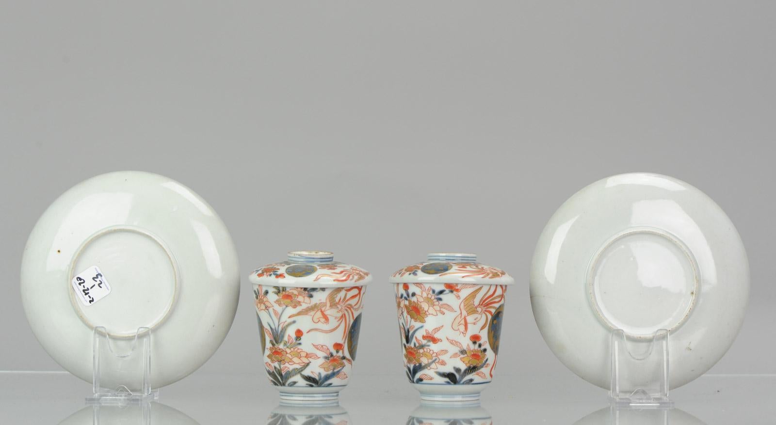 Pair of Japanese Porcelain Cup or Chocolate Beaker Saucer Imari Edo Period For Sale 4