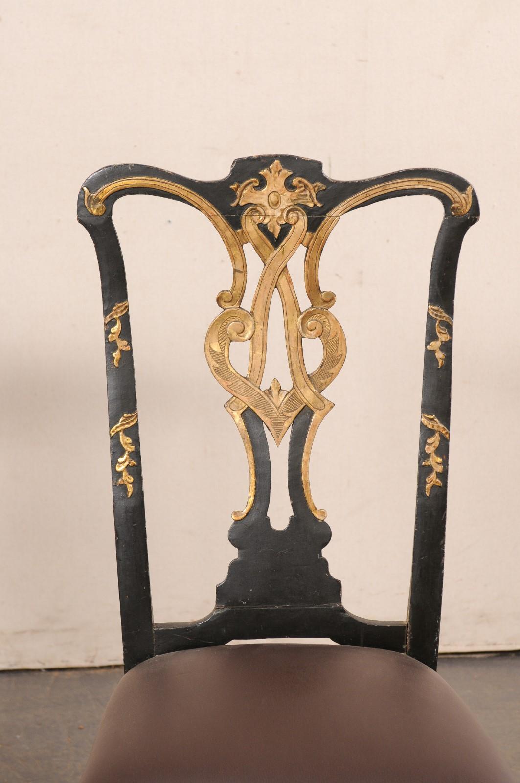 Paire de chaises d'appoint rococo danoises du 18ème siècle avec sièges en cuir en vente 4