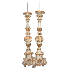 Pair 18th c. Gilded and Painted  Torcheres