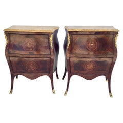 18th Century Italian Neapolitan Inlaid Nightstand Bed Side Tables Commodini